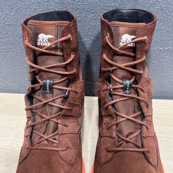 Sorel Caribou OTM WP Waterproof Leather Boots Dark Amber Spark Orange Mens Sz 12 - Picture 3 of 10